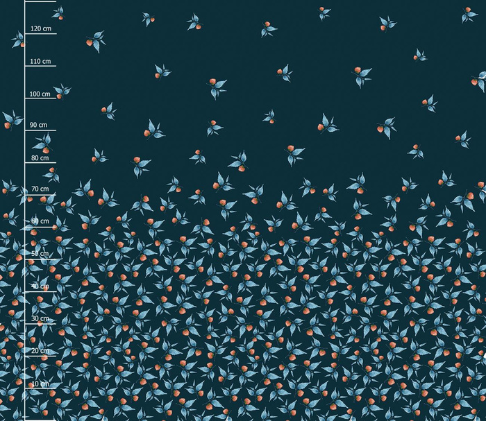 BLUE LEAVES - dress panel crepe