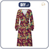 WRAP MIDI DRESS (BIANCA) - PURPLE LEAVES (VINTAGE) - sewing set  M