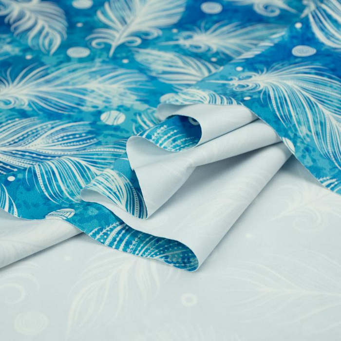 100CM WHITE FEATHERS / blue - swimsuit lycra