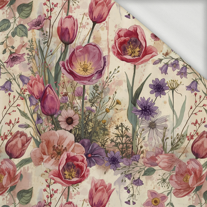 PASTEL FLOWERS WZ. 30 - dresówka pętelkowa