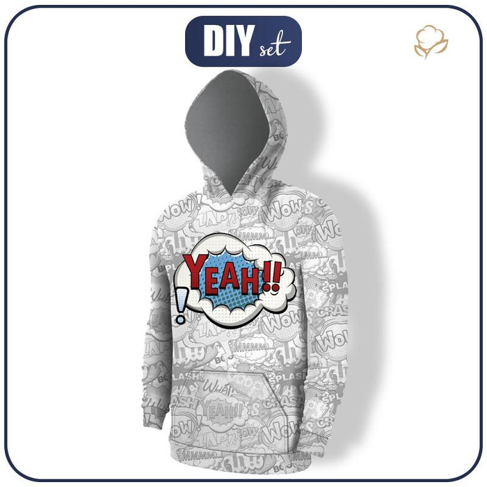 HERREN HOODIE (COLORADO) - COMICS / yeah (blau - rot) - Nähset M