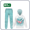 Children's tracksuit (OSLO) - FLAMINGOS pat. 2 / white - looped knit fabric (134/140)