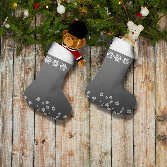 Christmas Stocking Set - SNOWFLAKES / grey