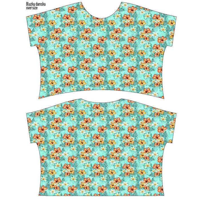 LEHKÁ HALENKA OVERSIZE "ELENA" - KVĚTY A PALMY - Sada šití