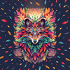 ANIMALS MANDALA wz.1 (fox) - panel (75cm x 80cm) looped knit fabric with elastane ITY