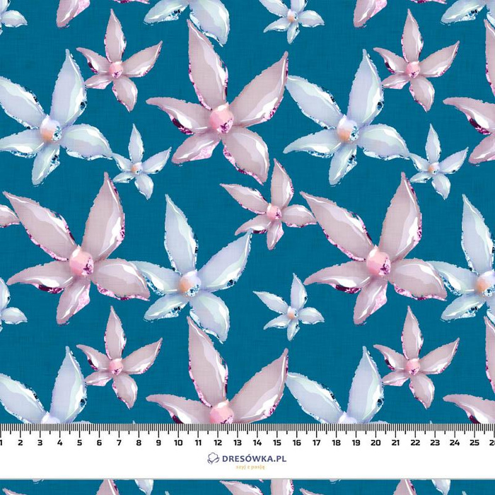 GLITTER FLOWERS (DRAGONFLIES AND DANDELIONS) - looped knit fabric