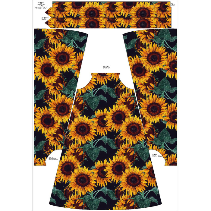 DRESS "DALIA" MAXI - PAINTED SUNFLOWERS pat. 1 - sewing set