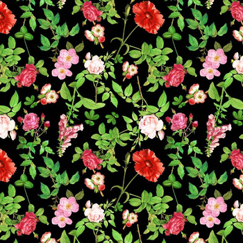 MINI ROSES AND LEAVES (PARADISE GARDEN)  - Nylon fabric PUMI