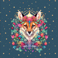 ANIMALS MANDALA wz.8 - panel (60cm x 50cm)   Baumwoll Webware