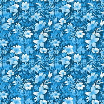 TRANQUIL BLUE / FLOWERS - Viscose jersey