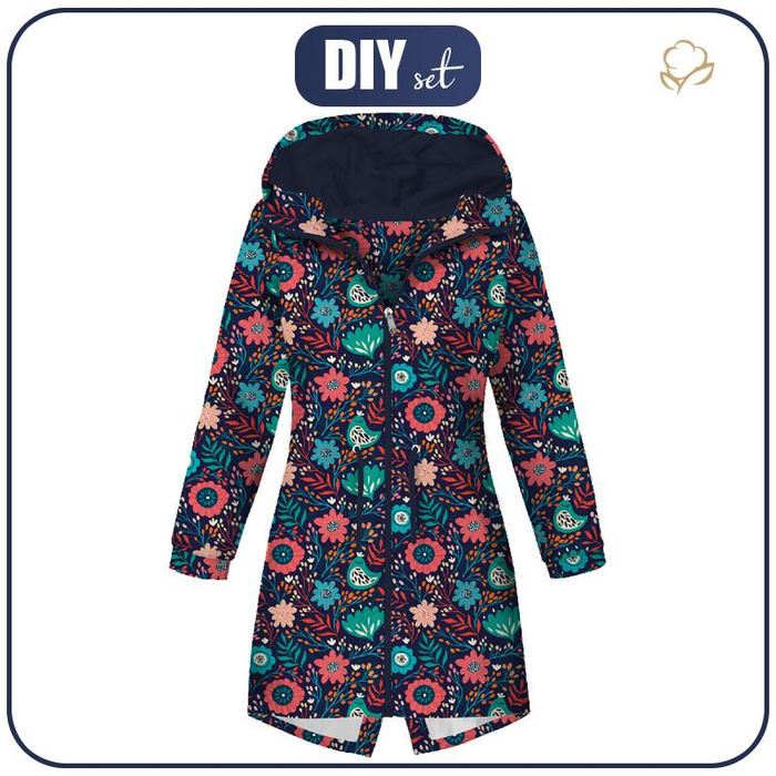 PARKA DAMSKA (ANNA) - FOLKOWE PTAKI / navy - softshell L