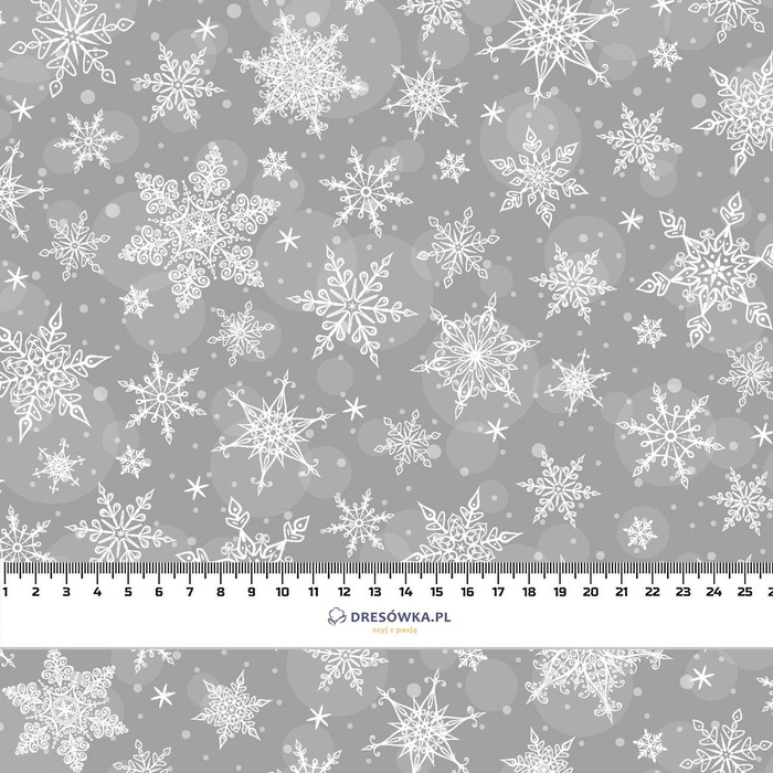 SNOWFLAKES PAT. 2 / grey  - Waterproof woven fabric