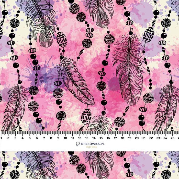 PINK FEATHERS AND BEADS - Hydrophobic brushed knit