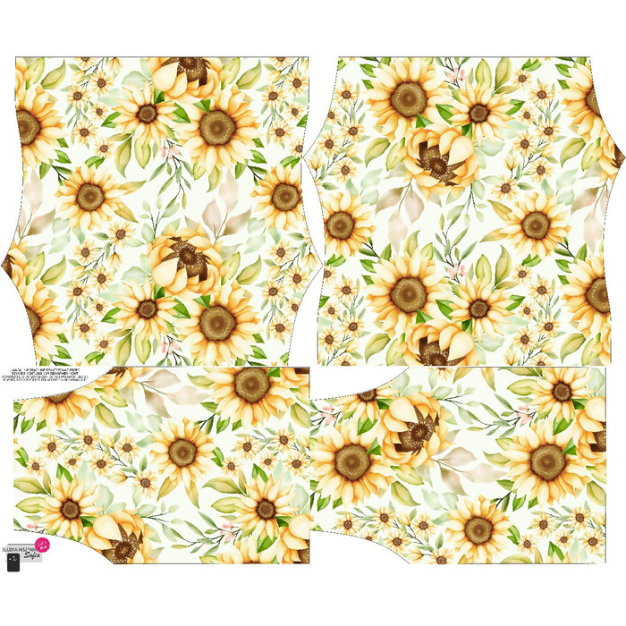 Bardot neckline blouse (SOFIA) - PASTEL SUNFLOWERS PAT. 3 - sewing set XS