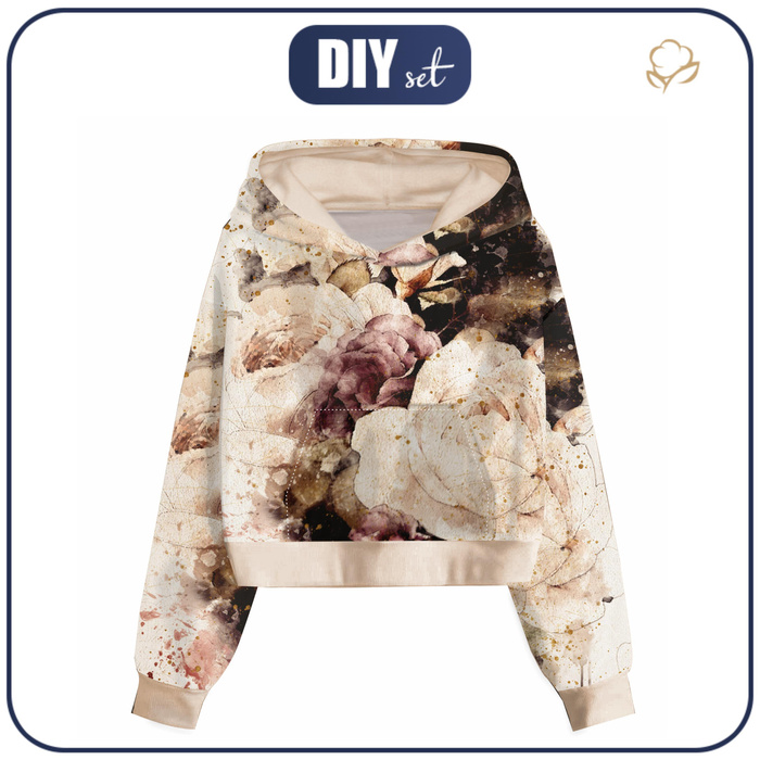 Cropped Hoodie (IDA) - WATERCOLOR FLOWERS MS. 4 - Nähset - XXL