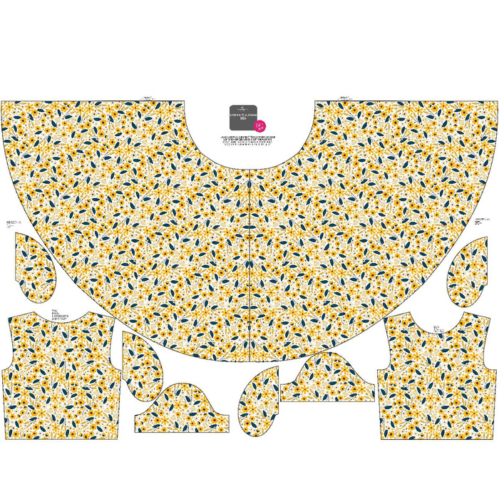 KID'S DRESS "MIA" - SMALL FLOWERS pat. 2 / white - sewing set (134/140)