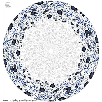 FLOWERS (pattern no. 5 navy) / white -  big circle skirt panel