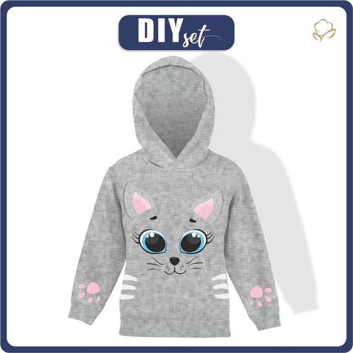 KID'S HOODIE - CAT - looped knit fabric (98/104)