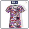T-SHIRT DAMSKI - KOMIKS (fioletowo - czerwony) - single jersey XXXL