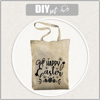SHOPPER BAG - HAPPY EASTER / beige - Panama 220g - sewing set