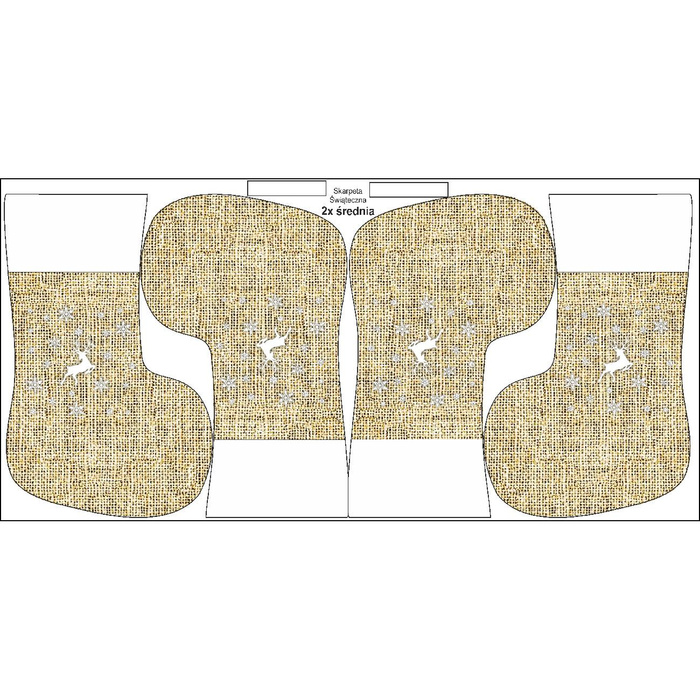Christmas Stocking Set - DEER AND SNOWF / jute
