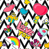 COLORFUL STICKERS PAT. 3 - Cotton woven fabric