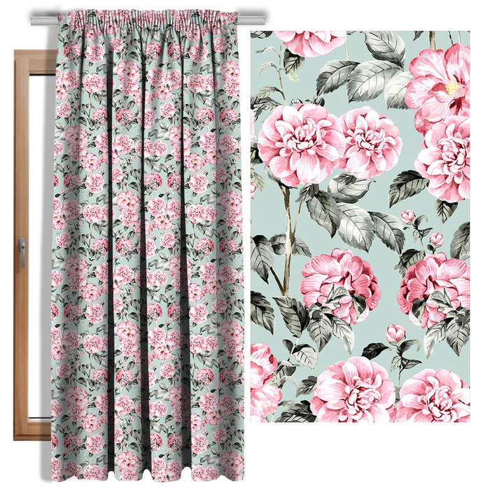 PINK PEONIES pat. 1 - Cotton woven fabric