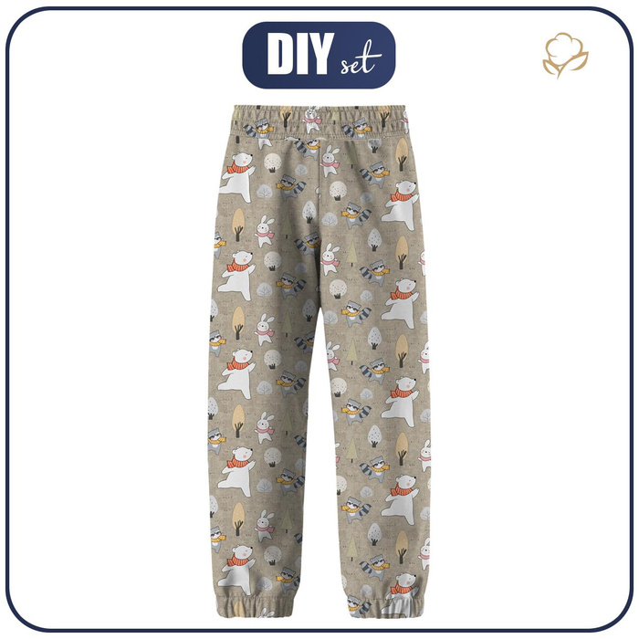 CHILDREN'S SOFTSHELL TROUSERS (YETI) - WINTER PARTY PAT. 1 (WINTER FUN) / ACID WASH BEIGE