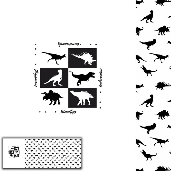 DINO BLACK / white - SINGLE JERSEY PANORAMIC PANEL 