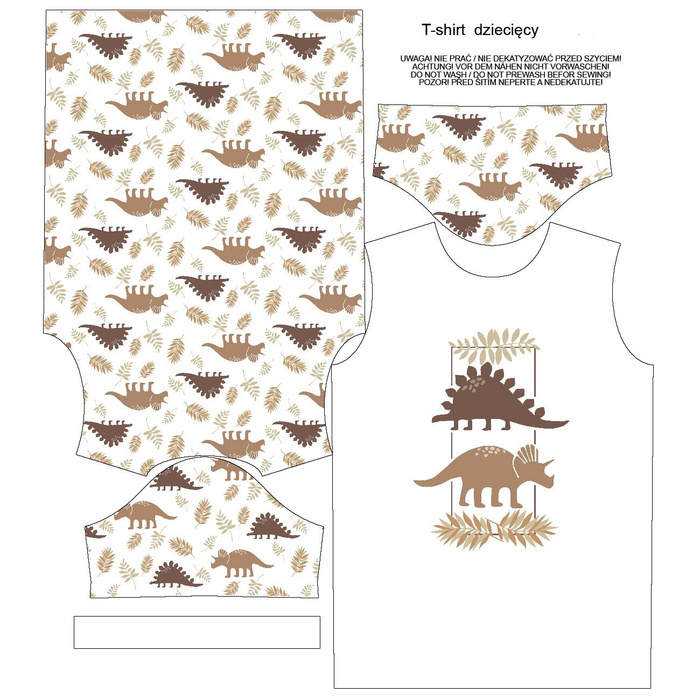 DĚTSKÉ TRIČKO - HNĚDÍ DINOSAUŘI VZ. 4 - single jersey