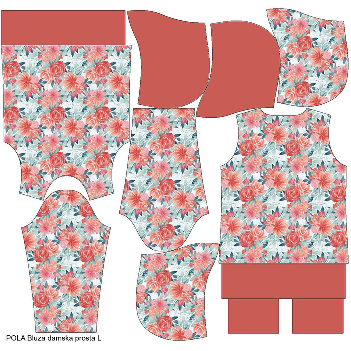 CLASSIC WOMEN’S HOODIE (POLA) - ROSES AND PEONIES pat. 2 - looped knit fabric - M