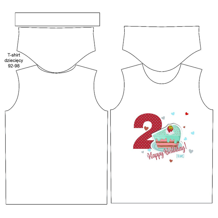 KID’S T-SHIRT - 2ST BIRTHDAY /  BIRTHDAY CAKE  - single jersey (104/110)