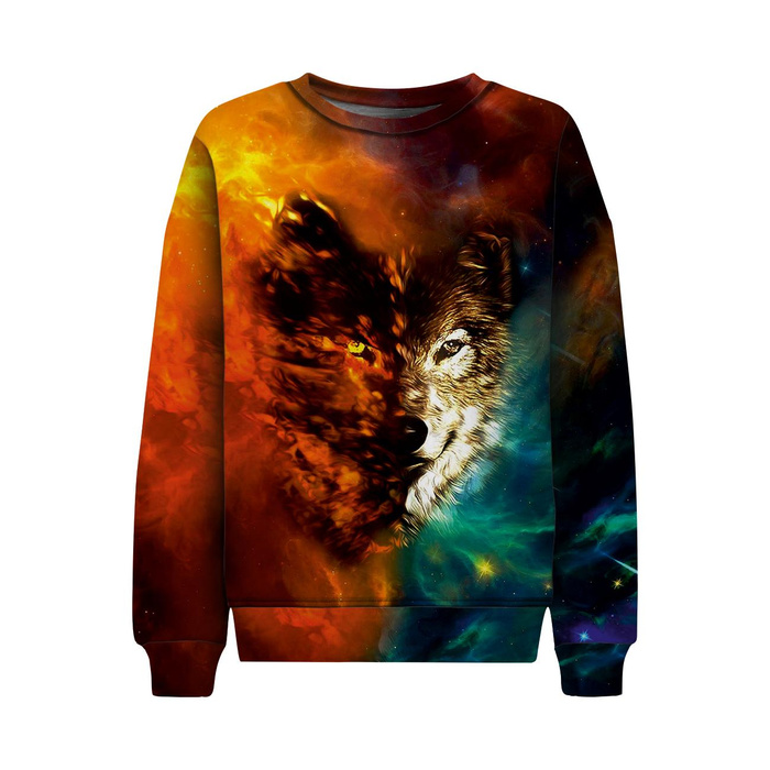 Children's tracksuit (MILAN) - WOLF / galaxy - sewing set (122/128)