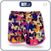 Damen Badeshorts - BLÄTTER M. 3 / SCHWARZ XL