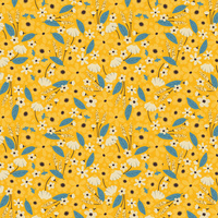 SMALL FLOWERS pat. 2 / mustard - Cotton woven fabric