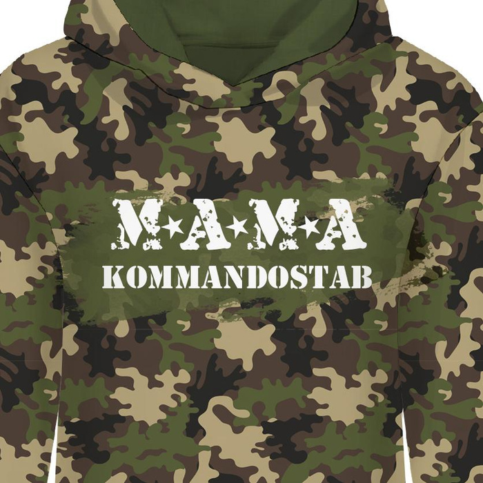 DÁMSKA MIKINA (POLA) CLASSIC S KAPUCÍ - MAMA / camouflage - teplákovina XXXL DE