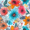 AQUARELL BLUMEN Ms. 5- Single Jersey mit Elastan ITY