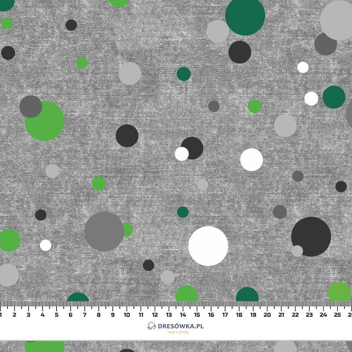 GREEN DOTSIES / ACID WASH GREY - Waterproof woven fabric