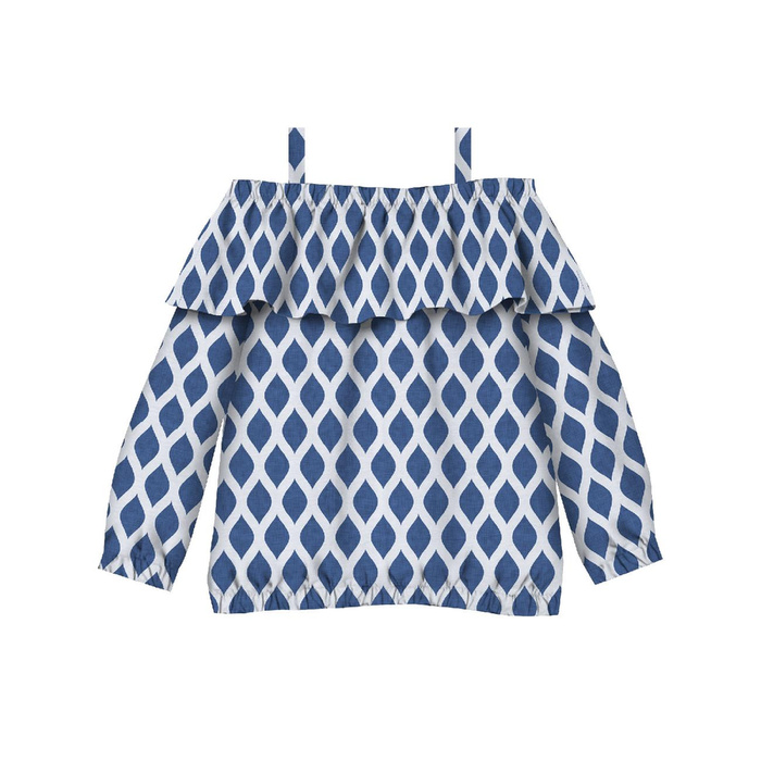 Carmenausschnitt Bluse (VIKI) - WEIßE KETTE (CLASSIC BLUE) - Nähset 