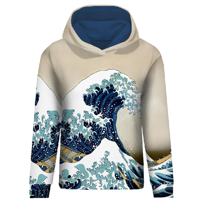 DÁMSKA MIKINA (POLA) CLASSIC S KAPUCÍ XXXL - Velká vlna u pobřeží Kanagawy (Hokusai Katsushika) - Sada šití