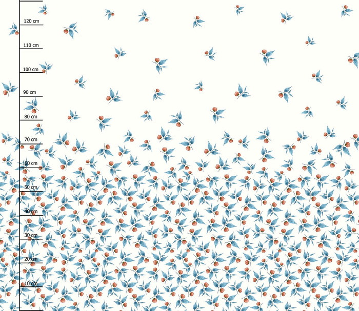 MODRY LISTY / bílá - panel pro šaty Mušelín bavlněný