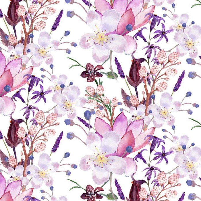 KVĚTY JABLONĚ A MAGNOLIE vz.1 (KVETOUCÍ LOUKA) - rychleschnoucí tkanina