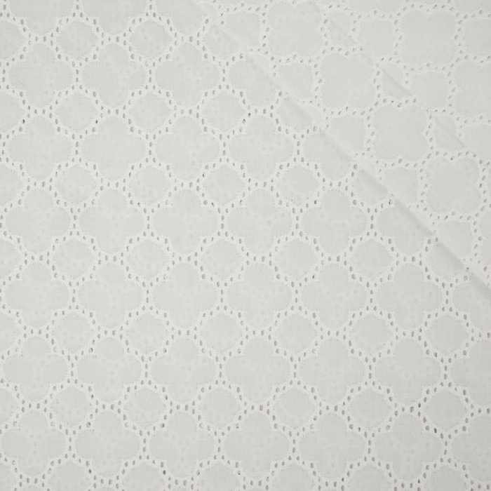  FLOWERS / white - Embroidered cotton fabric