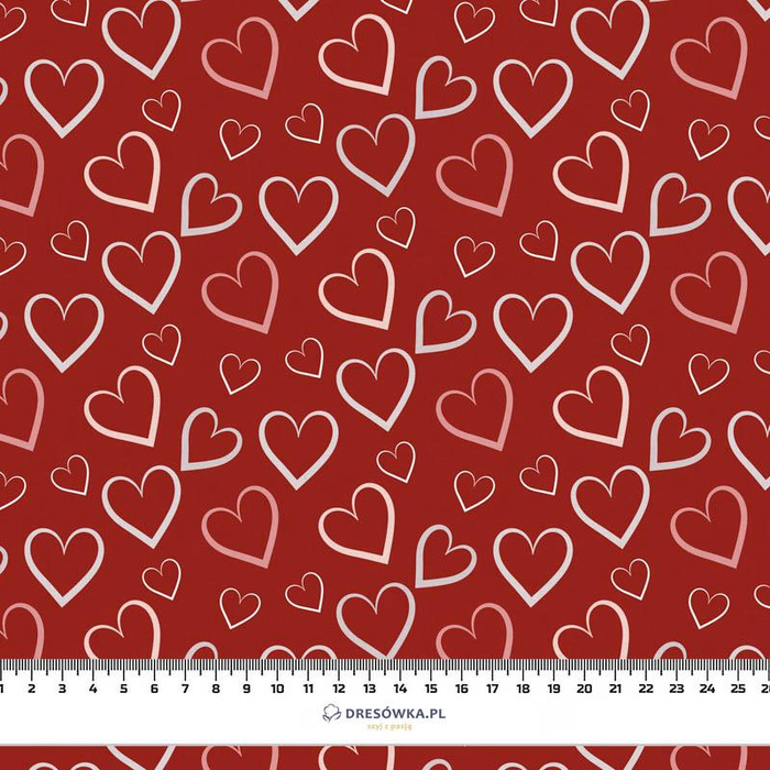 50cm HEARTS (CONTOUR) / red (VALENTINE'S HEARTS) - Viscose jersey