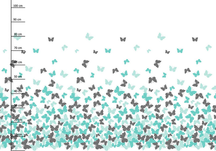 BUTTERFLIES AQUA - panel looped knit (105cm x 150cm)