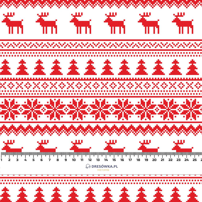 REINDEERS PAT. 2 / red - Cotton woven fabric