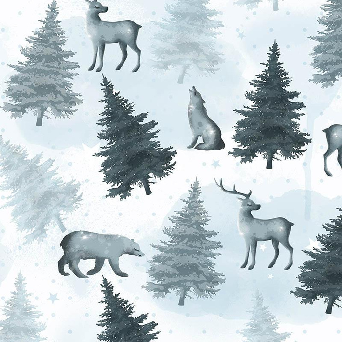 ANIMALS (WINTER IN THE MOUNTAINS) - single jersey with elastane