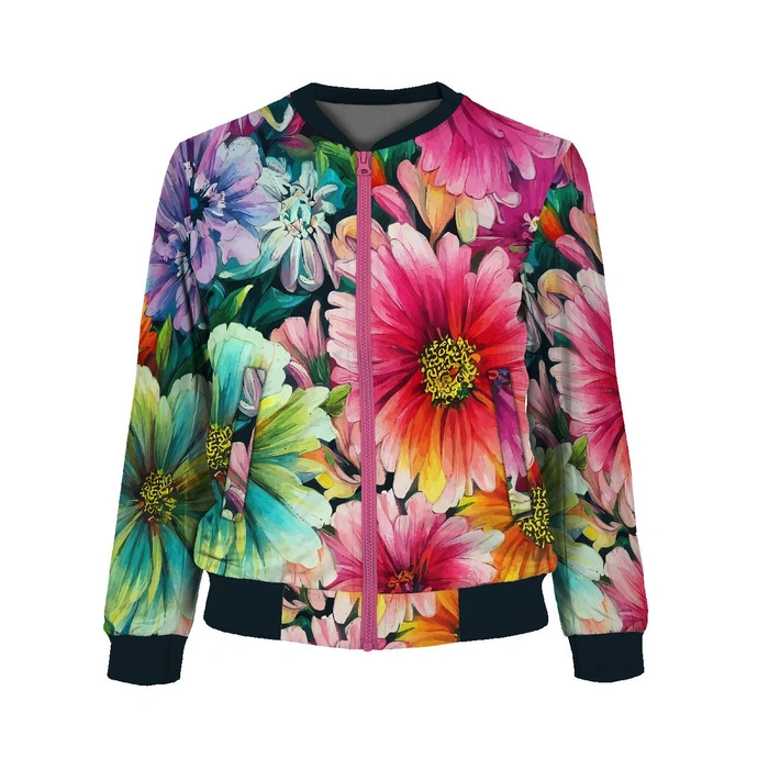 DÁMSKA BOMBER BUNDA (KAMA) - BAREVNÉ KVĚTY VZ. 1 XXL