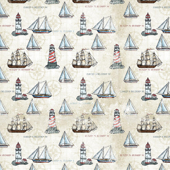 By the Sea Wz. 5 - Woven Fabric for tablecloths