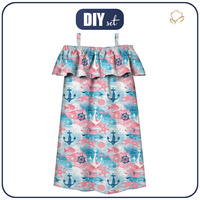 Bardot neckline dress (LILI) - MARINE WZ. 5 - sewing set